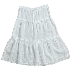 Cut Loose 100% Linen Tiered Skirt In White Sz L